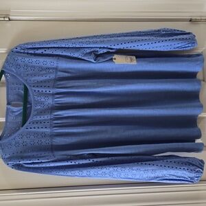 ST. JOHN'S BAY BRAND WOMEN'S PLUS SIZE BLUE LONG SLEEVES PULLOVER TOP SIZE XXL